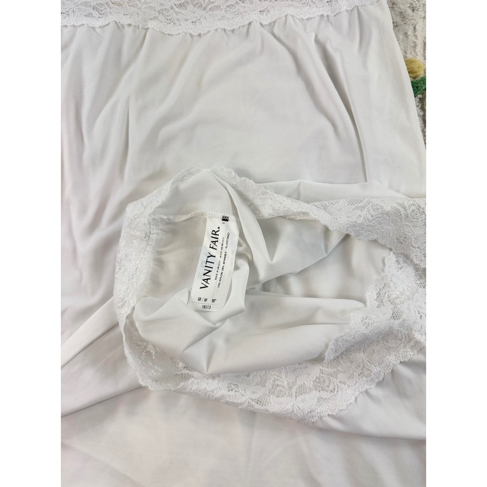 Vanity Fair 2 Pack White Half Slips Lace Waist Nylon Spandex Size Medium 11073 - Picture 3 of 9